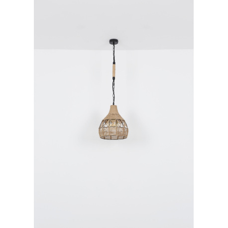 Závesné svietidlo, kov čierny matný, konopné lano, čierna reťaz, Ø 300, V: 1350, bez žiarovky 1xE27, 16