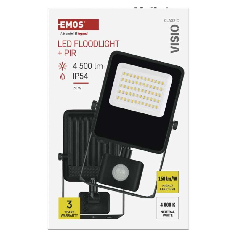LED reflektor VISIO s pohybovým čidlom, 30 W, neutrálna biela, čierný 13