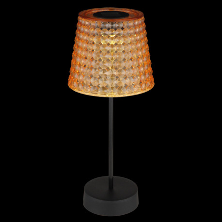 Solárne svietidlo, plast čierny, plast jantárový, vypínač, vrátane batérií 40mAh 1.2V, IP44, tienidl 6