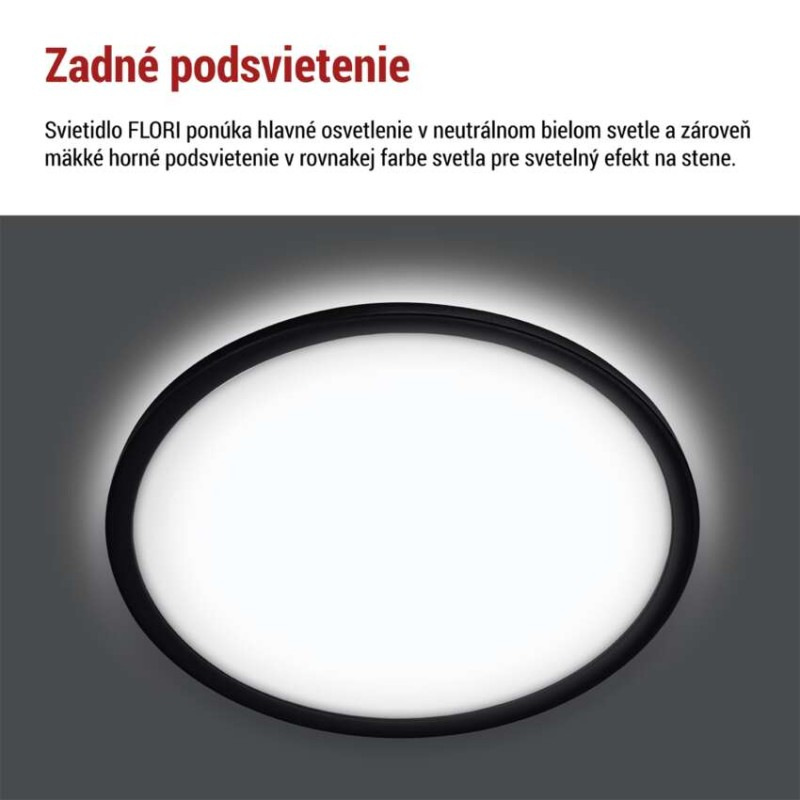 LED prisadené svietidlo FLORI okrúhle, čierné, 22W, neutrálna biela 6