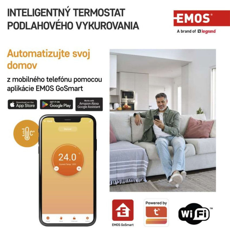 Podlahový programovateľný drôtový WiFi GoSmart termostat P56201UF 2