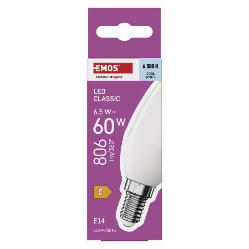 LED žiarovka Classic sviečka / E14 / 6,5 W (60 W) / 806 lm / Studená biela 4