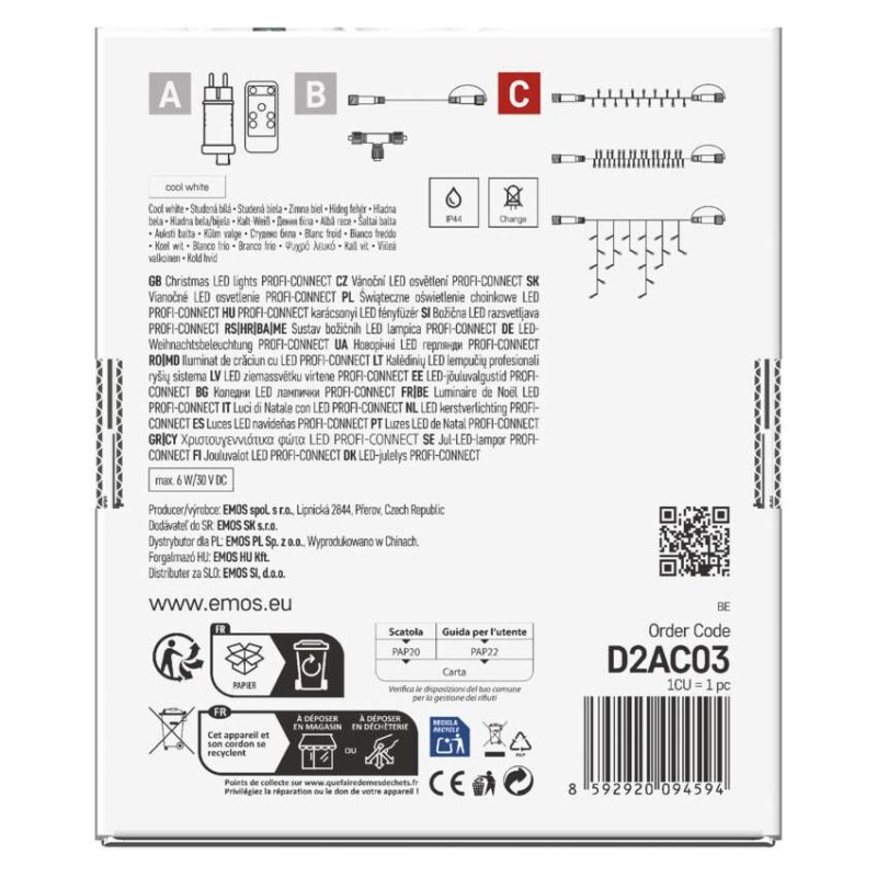 Profi LED spoj. reťaz preblikávajúca, 10 m, vonkajšia aj vnútorná, studená biela 11