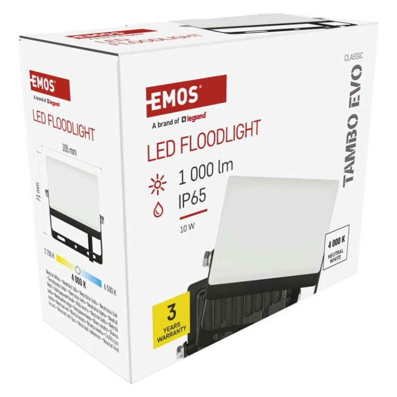 LED reflektor TAMBO EVO, 10 W, 1000 lm, IP65, čierny 13
