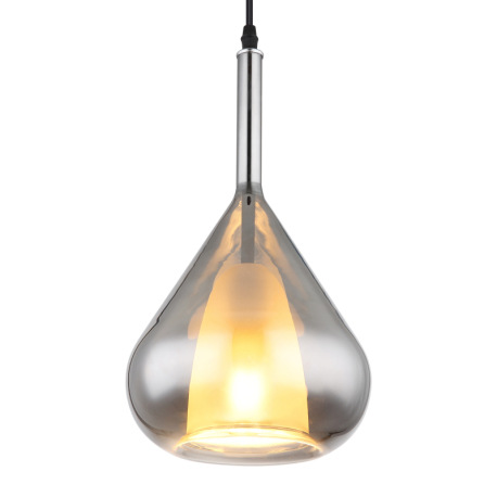 Závesné svietidlo, kov čierny, sklo dymovej farby, čierny kábel, nastaviteľná výška, ø: 200mm, V: 15 3