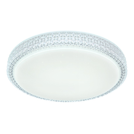 Stropné svietidlo, kov biely, akryl biely, priehľadné plastové krištále, zmena farby svetla pomocou 16