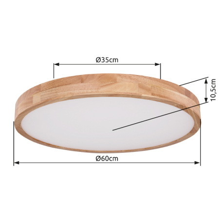 Stropné svietidlo, kov biely, prírodné drevo, plast biely, funkcia pamäte, stmievateľné, diaľkové ov 16