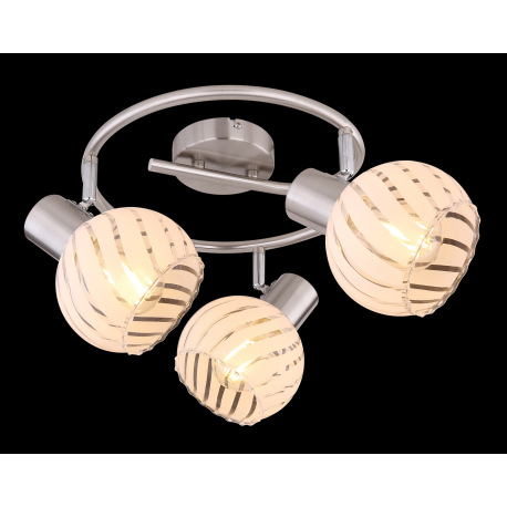 Stropné svietidlo, nikel, sklo priehľadné biele, Ø 280, V: 192, bez žiaroviek 3xE27, max. 40W 230V 2