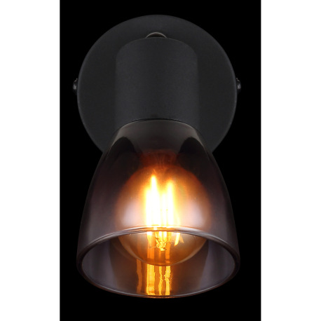 Nástenné svietidlo, kov čierny, sklo dymové, priehľadné, ŠxV: 80x130mm, H: 165mm, bez žiarovky 1xE14 5