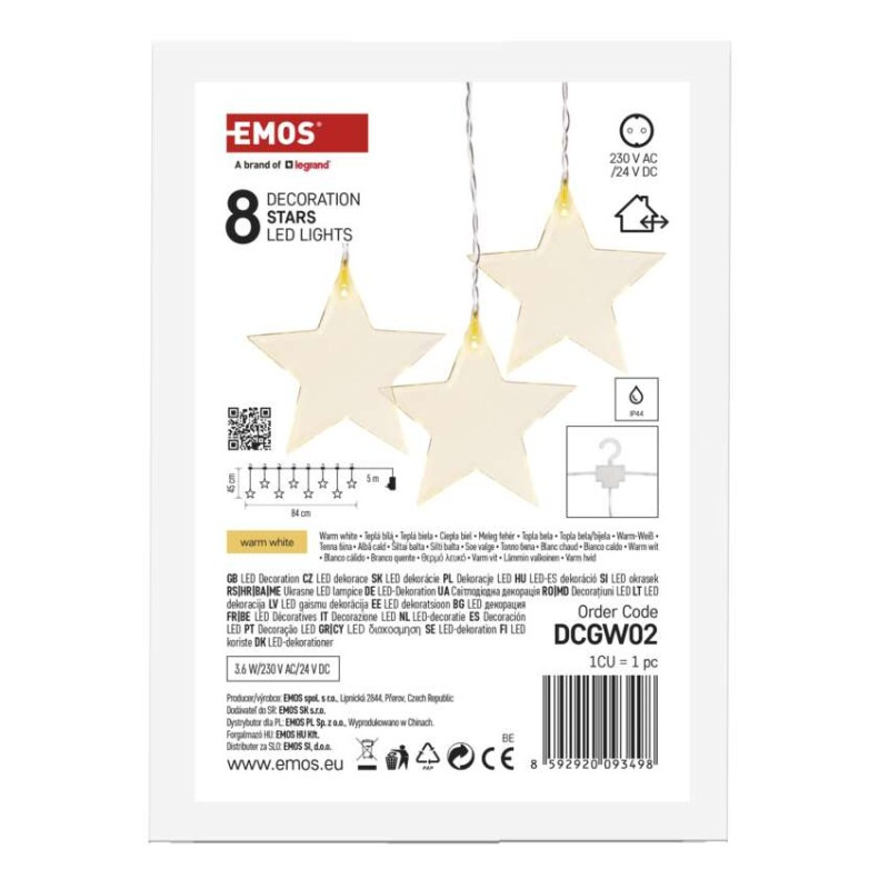 LED vianočný záves – hviezdy, 45x84 cm, vonkajší aj vnútorný, teplá biela 8