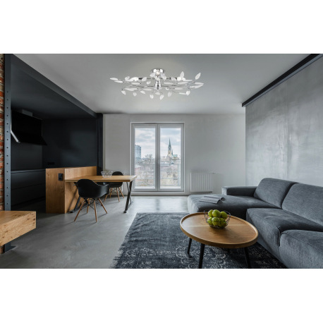 Stropné svietidlo, kov, chróm, akrylové krištále priehľadné a satinované, Ø 620, V: 150, bez žiarovi 3