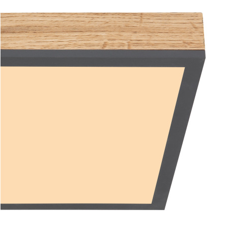 Stropné svietidlo, hliník, grafit, MDF imitácia dreva, akryl biely, rám imitácia dubu, DxŠxV:300x300 5