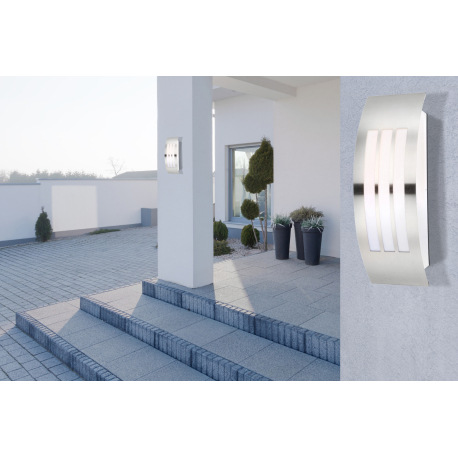 Vonkajšie svietidlo, nerezová oceľ, plast biely, IP44, ŠxV: 100x320, H: 90, bez žiarovky 1xE27, max. 3