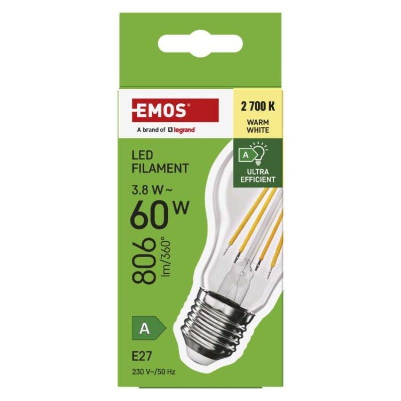 LED žiarovka Filament A60 A CLASS/ E27 / 3,8 W (60 W) / 806 lm / teplá biela 7