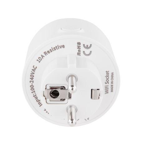 SMART zásuvka/adaptér, plast biely, kompatibilné s Google Assistant a Alexa, vypínač, Ø60 V:65, Typ 6