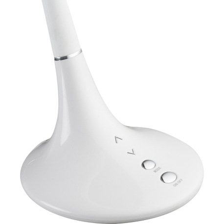 Stolová lampa, plast, chróm, biely, hliník, flexo, dotykový vypínač ON / OFF, dotykový stmievač, DxŠ 12