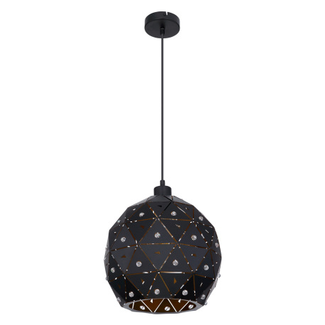 Závesné svietidlo, kov čierny matný, krištále K9 číre, tienidlo vo vnútri zlaté, Ø:250, V:1200, bez 8