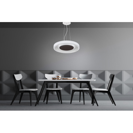 Závesné svietidlo, kov biely, akryl biely, kov hnedý, pamäťová funkcia, nočné svetlo, stmievateľné, 1