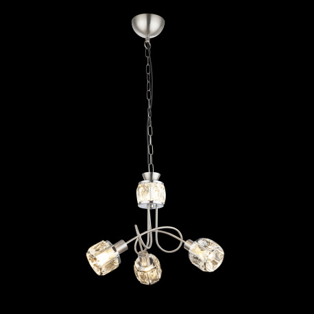 Závesné svietidlo, kov nikel matný, chróm, sklenený kryštál priehľadný, 1x vrátane LED , Ø380, V:130 5