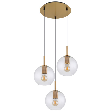 Závesné svietidlo, mosadz matná, priehľadné sklo, čierny kábel z PVC, Ø 470, V: 1200, bez žiaroviek 8