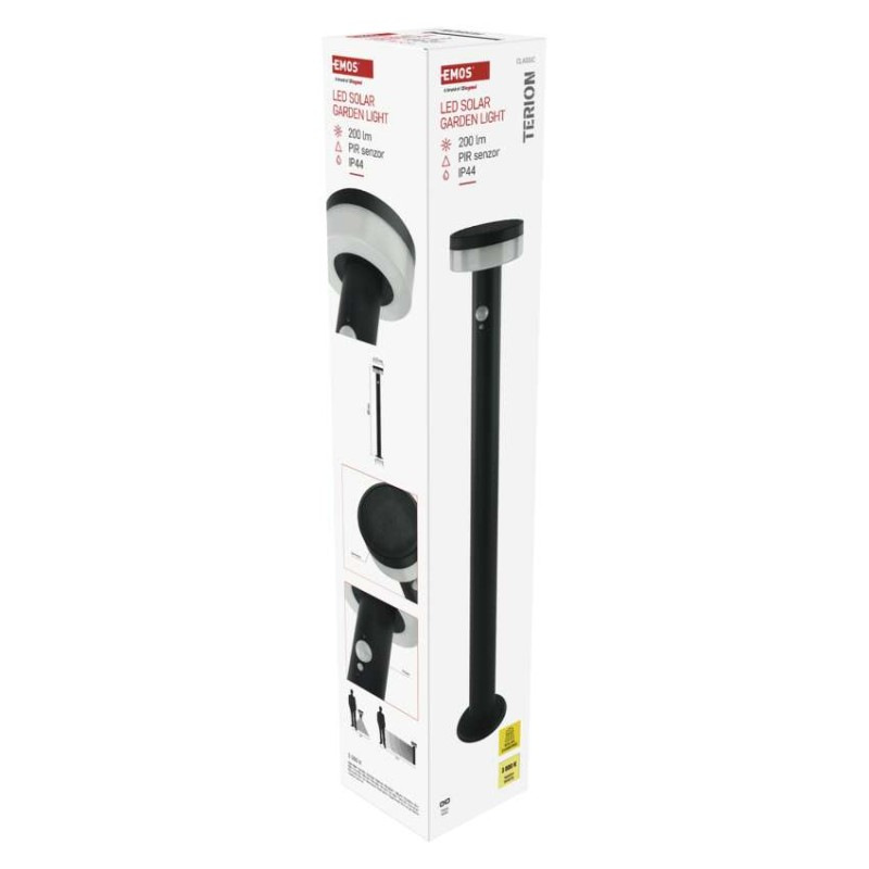 LED záhradné solárne stĺpikové svietidlo TERION, senzor súmraku, 12,5 x 12,5 x 80 cm 12