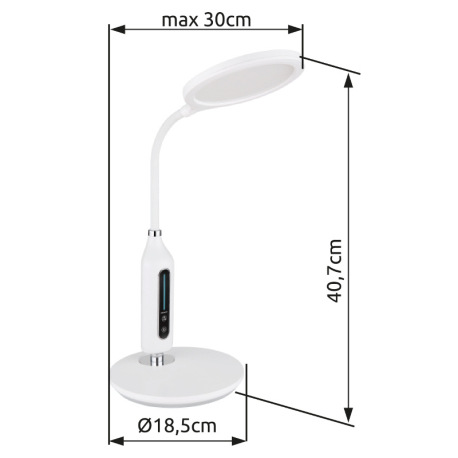 Stolná lampa plast čierny matný, chróm, plast satin, dotykové zapínanie/vypínanie, plynulé dotykové 10