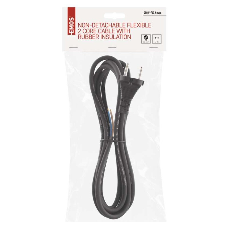 Flexo šnúra gumová 2× 1mm2, 3m, čierna 1