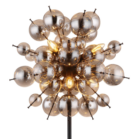 Stojanové svietidlo, kov čierny matný, sklenené gule dymovej farby, kábel PVC čierny, vyínač na kábl 13