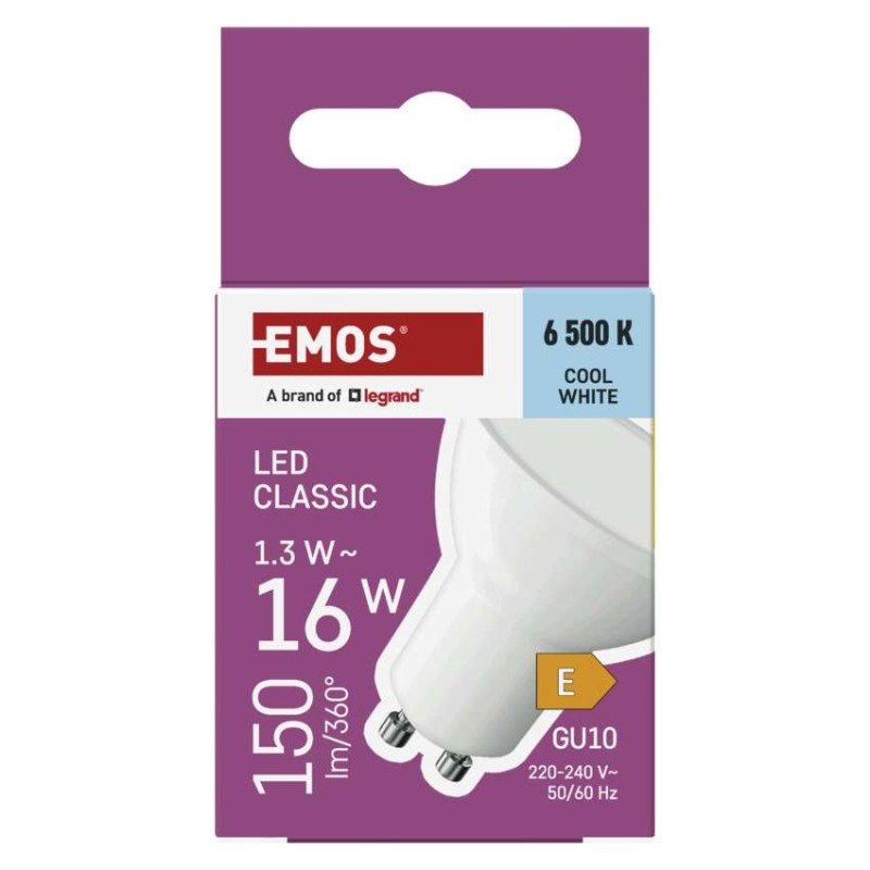 LED žiarovka Classic MR16 biela/ GU10 / 1,3 W (16 W) / 150 lm / Studená biela 7