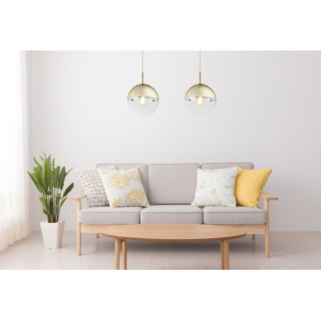 Závesné svietidlo, kov zlatý, sklo priehľadné zlaté, Ø200, V:1200, bez žiarovky 1xE27, max. 40W 230V 1