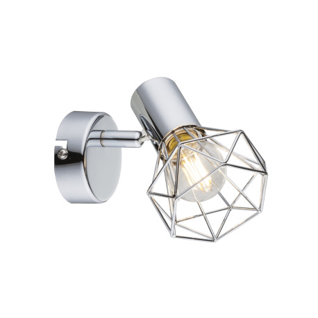 Bočné svietidlo, kov chróm, ŠxV:100x130, H:150, bez žiarovky 1xE14, max. 40W 230V.