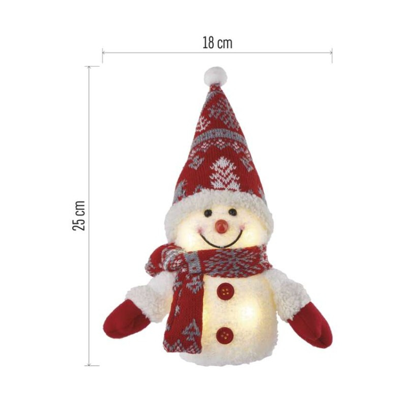 LED vianočný snehuliak svietiaci, 25 cm, 3x AAA, vnútorná, teplá biela 2