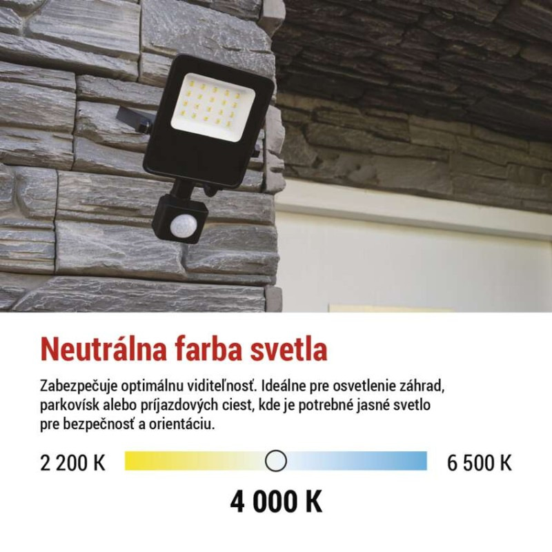 LED reflektor VISIO s pohybovým čidlom, 30 W, neutrálna biela, čierný 10