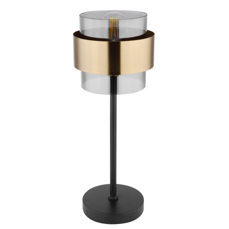 Stolová lampa, kov čierny matný, sklo, mosadz, vypínač, ø: 180mm, V: 470mm, dĺžka 1500mm, bez žiarov 13