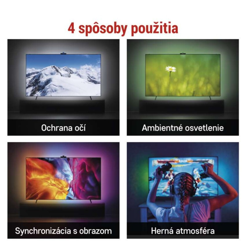 GoSmart Ambientné LED RGB osvetlenie za TV 75“ (189 cm) 1