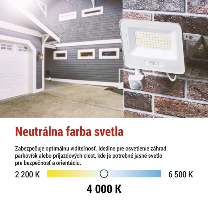 LED reflektor GLARO s pohybovým čidlom, 20 W, biely, IP54, 2000 lm, neutrálna biela 9