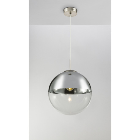 Závesné svietidlo, kov nikel matný, sklo priehľadné chróm, Ø330, V:1200, bez žiarovky 1xE27, max. 40 5