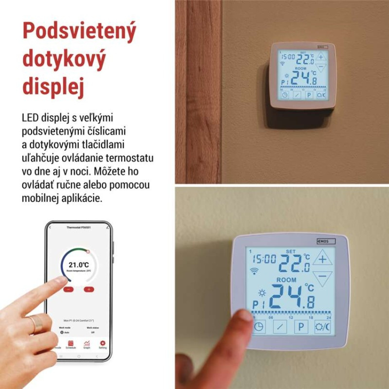 Izbový programovateľný drôtový WiFi GoSmart termostat P56S01 4