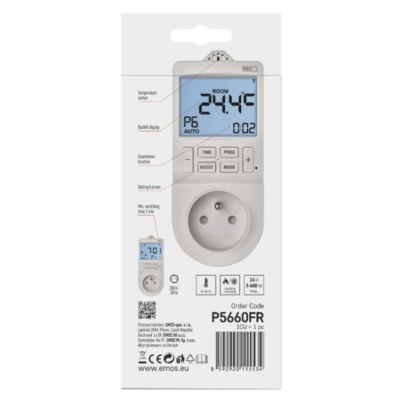 Termostat do zásuvky s funkciou digitálneho časovača 2v1 4
