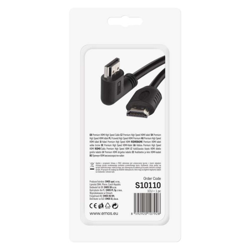 HDMI 2.0 high speed kábel A vidlica – A vidlica 90° 1,5m 2