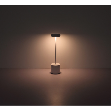 Nabíjateľná stolová lampa, kov čierny matný, plast biely, dotykové zapnutie/vypnutie, plynulé dotyko 18