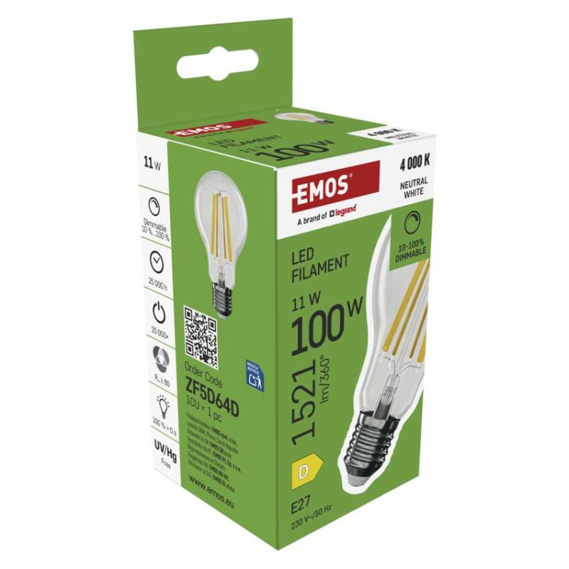 LED žiarovka Filament A60/ E27 / 11 W (100 W) / 1 521 lm / neutrálna biela / stmievateľné 7