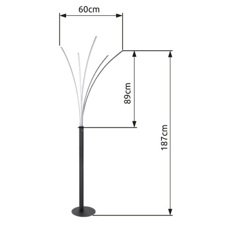 Stojacia lampa kov čierny matný, plast biely, biela, stmievateľná, dotykový stmievač, DxŠxV: 560x600 5