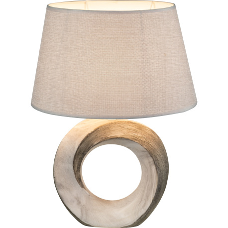 Stolová lampa, keramika, mramor, textil sivý, vypínač, DxŠxV: 310x200x415, bez žiarovky 1xE27, max. 6