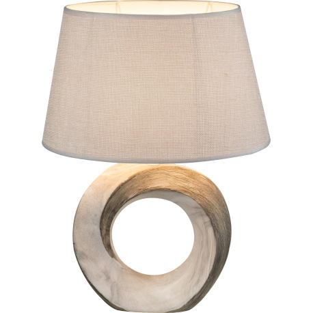 Stolová lampa, keramika, mramor, textil sivý, vypínač, DxŠxV: 310x200x415, bez žiarovky 1xE27, max. 3