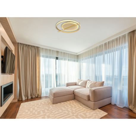 Stropné svietidlo kov zlatej farby, hliník zlatej farby, plast biely, DxŠxV: 400x360x50mm, LED 36W 2 9