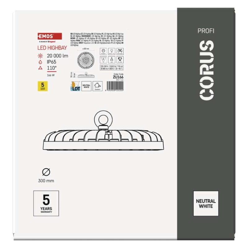 LED priemyselné závesné svietidlo HIGHBAY CORUS 166W 9