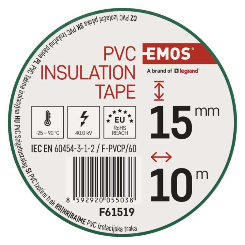 Izolačná páska PVC 15mm / 10m zelená 2