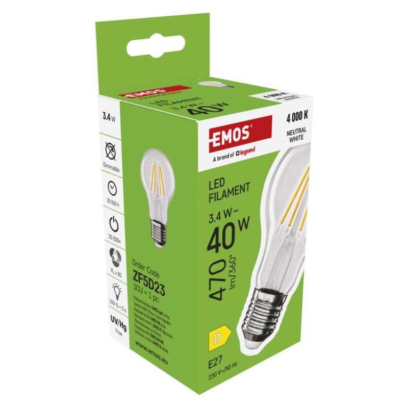 LED žiarovka Filament A60 / E27 / 3,4 W (40 W) / 470 lm / Neutrálna biela 6