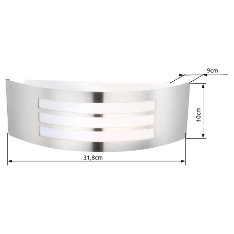 Vonkajšie svietidlo, nerezová oceľ, plast biely, IP44, ŠxV: 100x320, H: 90, bez žiarovky 1xE27, max. 2